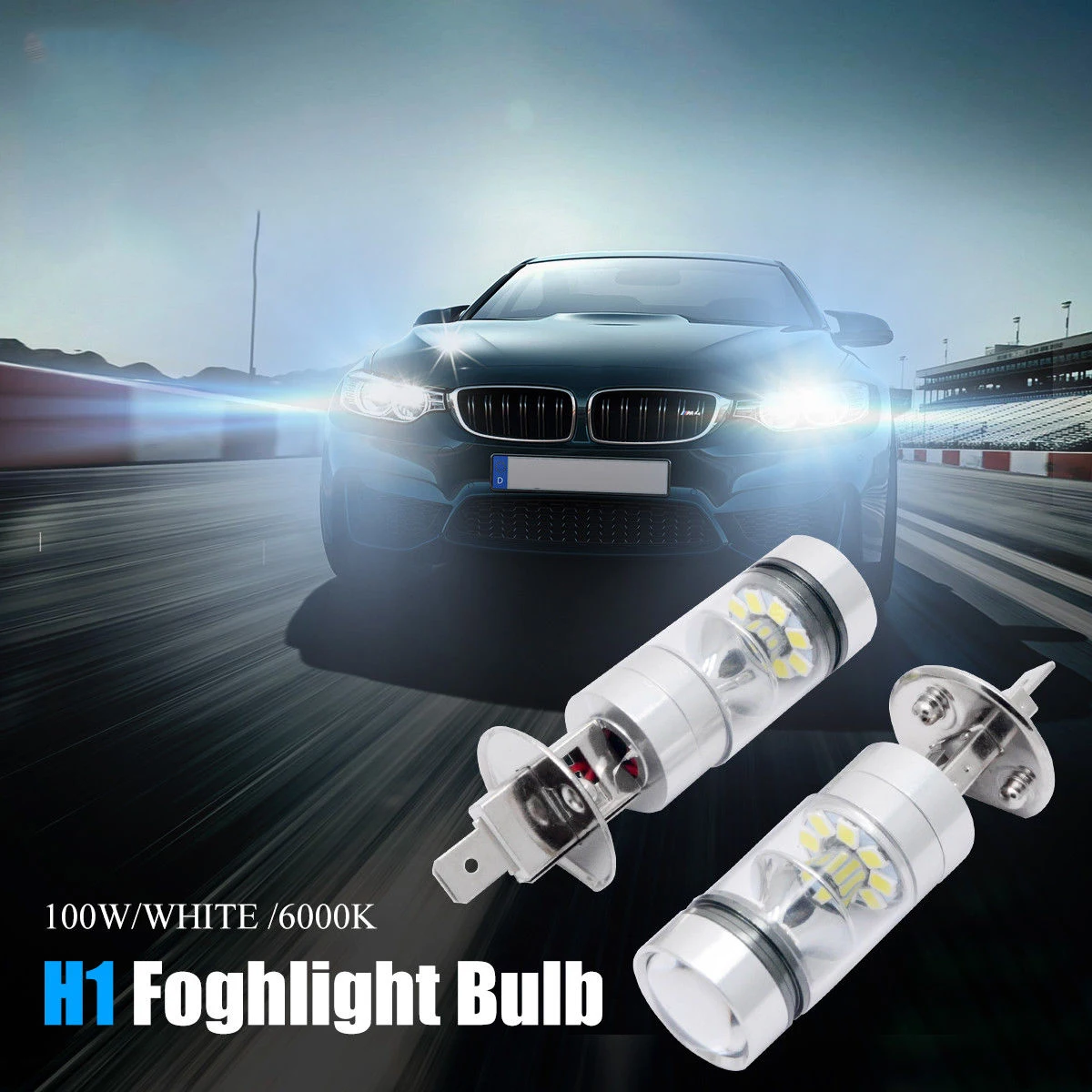 2 шт. H1 12V 100W Светодиодный 20-SMD проектор Противотуманные фары дальнего света lightdrl лампа белый 6000K
