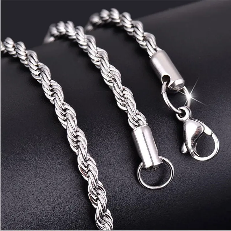 2/3/4/5/6 мм Ширина 316L Rope Chain Цепочки и ожерелья Нержавеющая сталь Для мужчин женщин