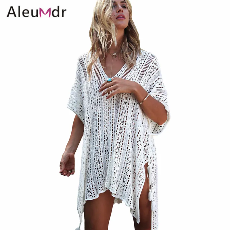 Aleumdr Summer Dress Beach Womens Bathing Suit Cover-ups Crochet Knitted Tassel Tie Cover Up Beachwear LC42183 Saida De Praia |