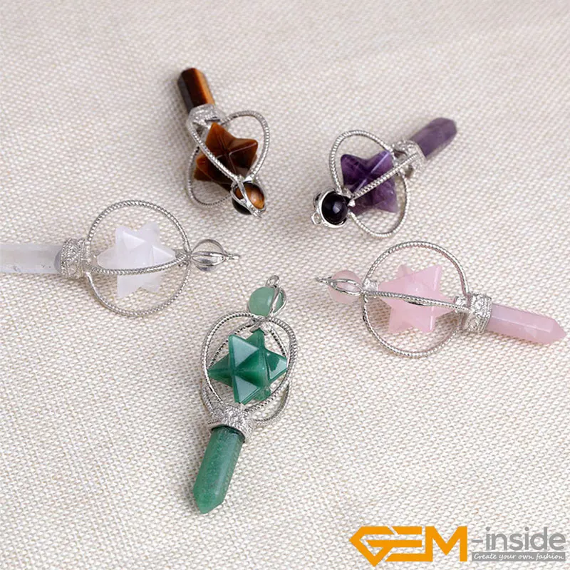 Натуральные драгоценные камни 7 Чакра Меркаба звезда маятник для гадания Рейки