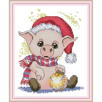 everlasting love lovely pig 2 chinese cross stitch kits ecological cotton stamped printed 14 11ct diy gift decorations for home