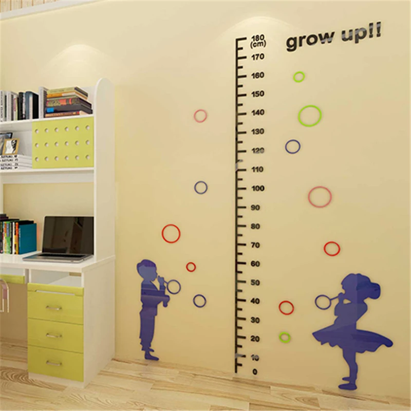 Baby Measure Height stickers 3D Stereo Acrylic wall stickers bubble cartoon kids rooms kindergarten height sticker ruler Decor
