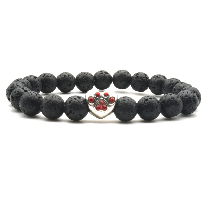Подвески I LOVE MY Dog Heart Paw 8 мм бусины из черного лавового камня сделай сам браслет с