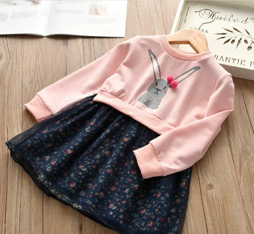 Toddler Kids Baby Girl Clothes Cartoon Bunny Floral Princess Dress Outfits for vestido menina | Детская одежда и обувь