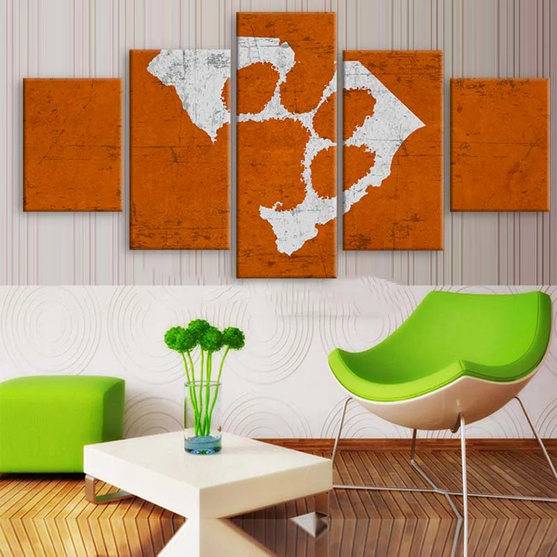 5 Панель Прекрасный Тигры Спорт Логотип Команды Современного Дома Декор Стены