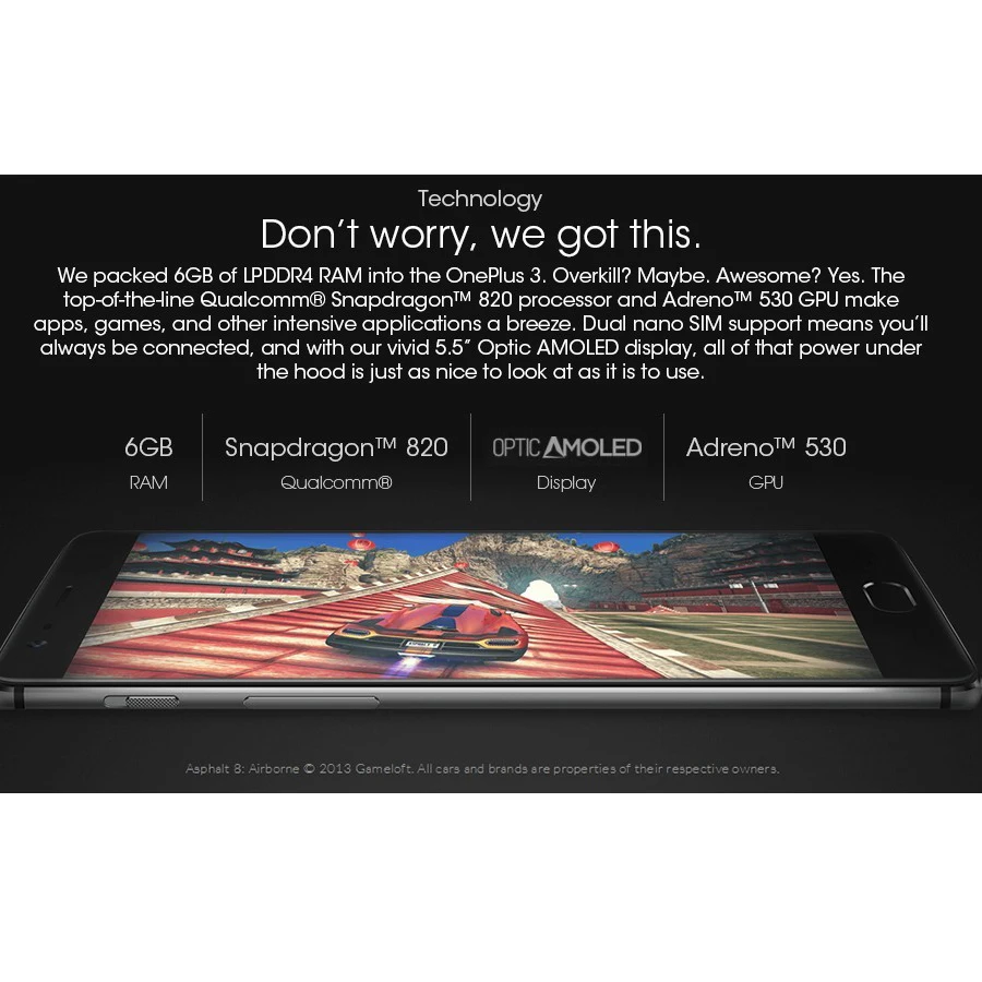 Oneplus 3 смартфон с 5 5-дюймовым дисплеем четырёхъядерным процессором Snapdragon ОЗУ 6 ГБ