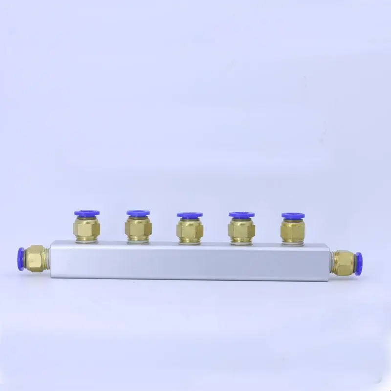 

20x20mm Push Fit 8mm 5 Way 8 Port Pneumatic Fitting Manifold Block Splitter