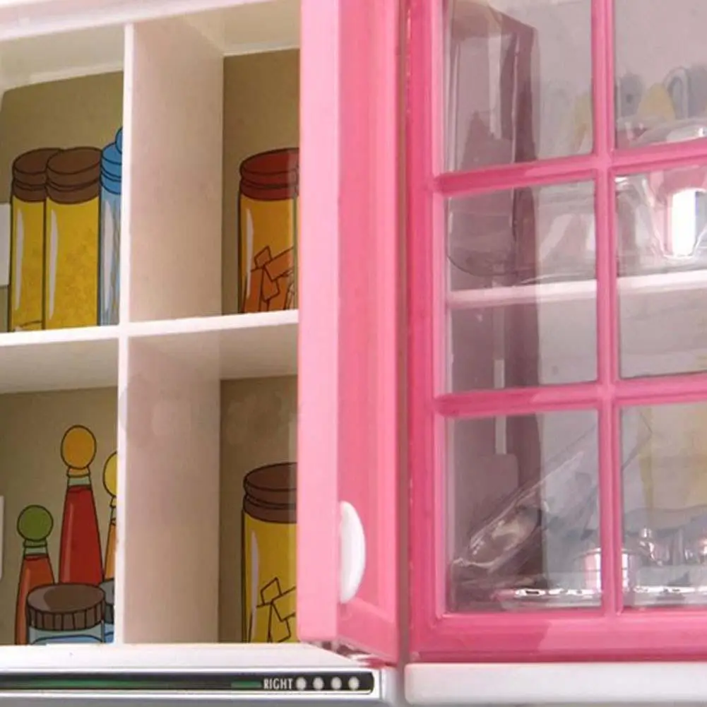 Кухонный комплект для ролевых игр набор приготовления пищи розовая плита шкафа