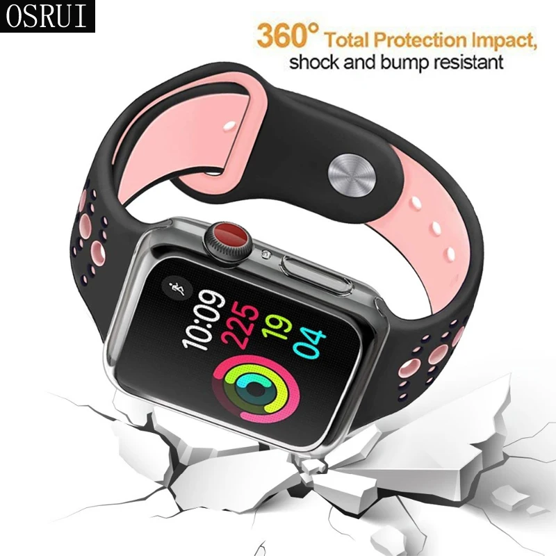 Чехол для часов Apple Watch band 44 мм 40 мм 42 мм 38 мм мягкий силиконовый защитный чехол Apple Watch 4 5 чехол Аксессуары iwatch 4/3/2