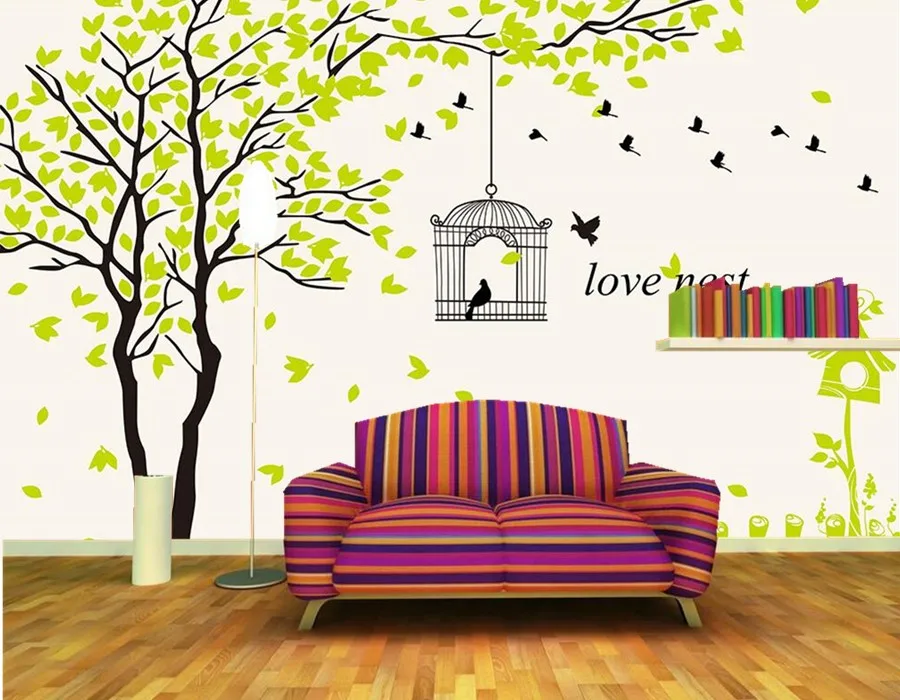 Настенные обои на заказ маленькие свежие современные простые с надписью Love nest