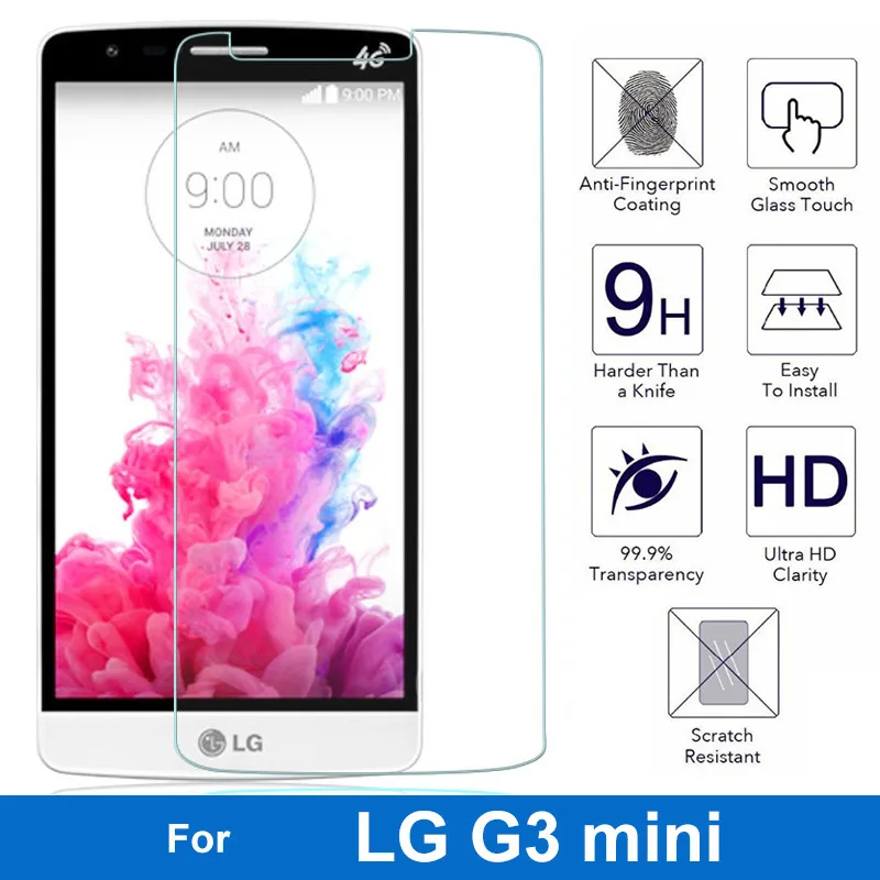 

For LG G3 mini G3mini G3S Beat D722 D725 D728 D724 Explosion-proof Tempered Glass Screen Protector 0.26MM 2.5D Protective Film