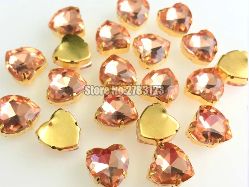 Золотистый низ в форме красного сердца стеклянный кристалл ААА плоская задняя