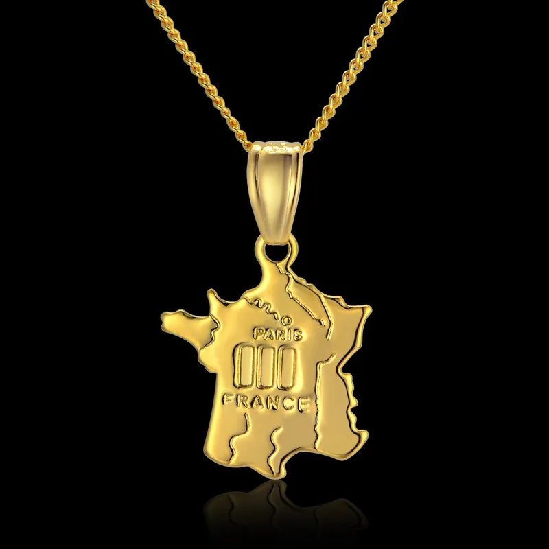 Женский Мужской FR золотой кулон с картой мира ожерелье для женщин/мужчин
