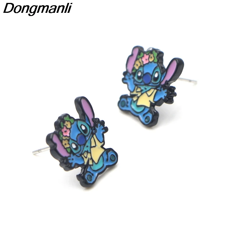 P3709 Dongmanli инопланетянин и стежок серьги гвоздики для женщин Эмаль Нержавеющая сталь пирсинг ювелирные изделия из Кореи Дети девушки