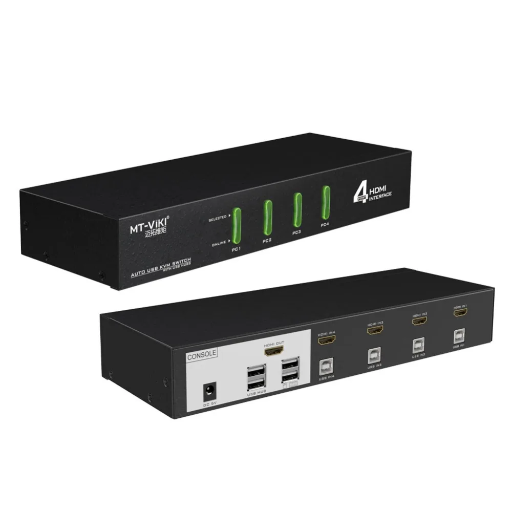 MT Viki 4 портовый HDMI KVM переключатель Hotkey автоматическое сканирование USB