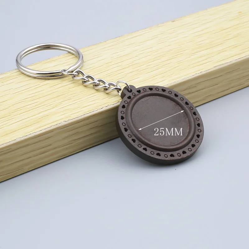 type05-25mm 5 шт. круглые деревянные брелок с кабошоном базовые настройки 25 мм 30 мм Диаметр деревянный Камея ободок стеклянный брелок для ключей Брелоки аксессуары - Цвет: type05-25mm
