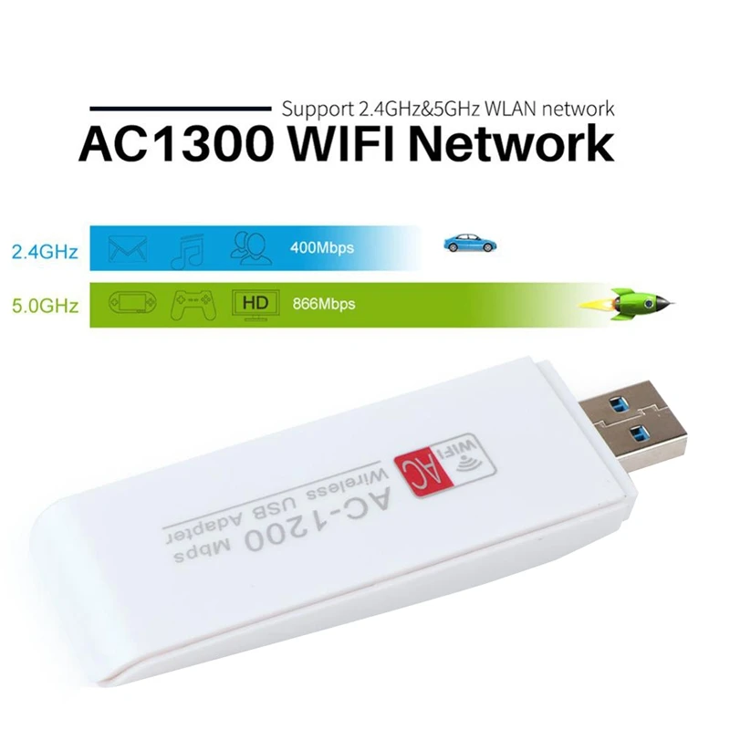 1200 Мбит/с Беспроводные Usb сетевые карты 11Ac двухдиапазонный 2 4G/5 8 Ghz Wifi адаптер