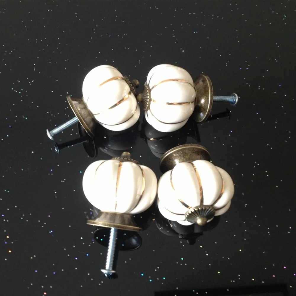 8 шт./компл. белый Европа Керамика тыквы дверную ручку ящика шкафа Кухня шкаф