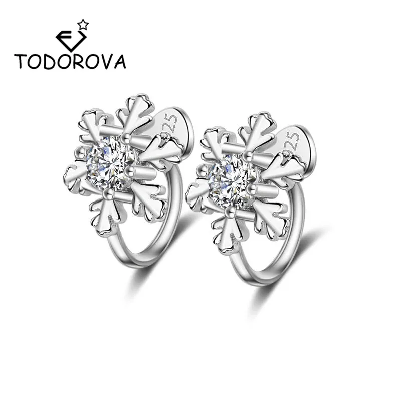 Todorova, Модные клипсы со снежинками, без пирсинга, клипсы для ушей, кубический циркон, манжеты для ушей, серьги для женщин, ювелирные изделия, аксессуары