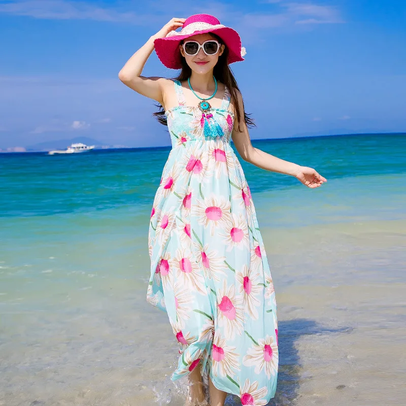 Новинка 2016 года летняя одежда для всей семьи богемное пляжное платье с принтом на