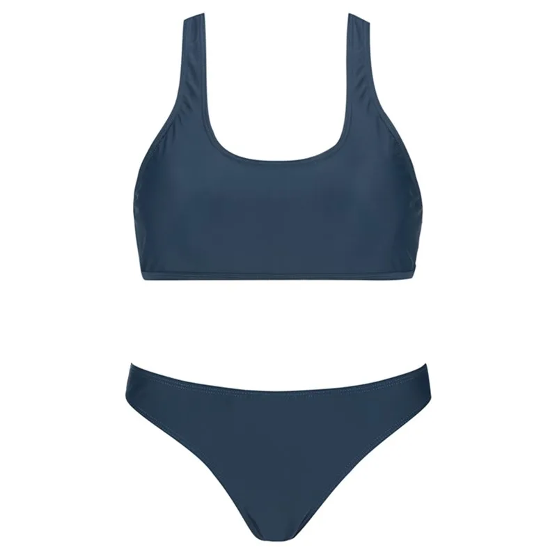 Cobunny New Bikinis Famale Swimwear Tank Bandeau Bikini Set Girls Swimsuit Solid Crop Swim Suit Two Pieces Women's Bathing Suits |