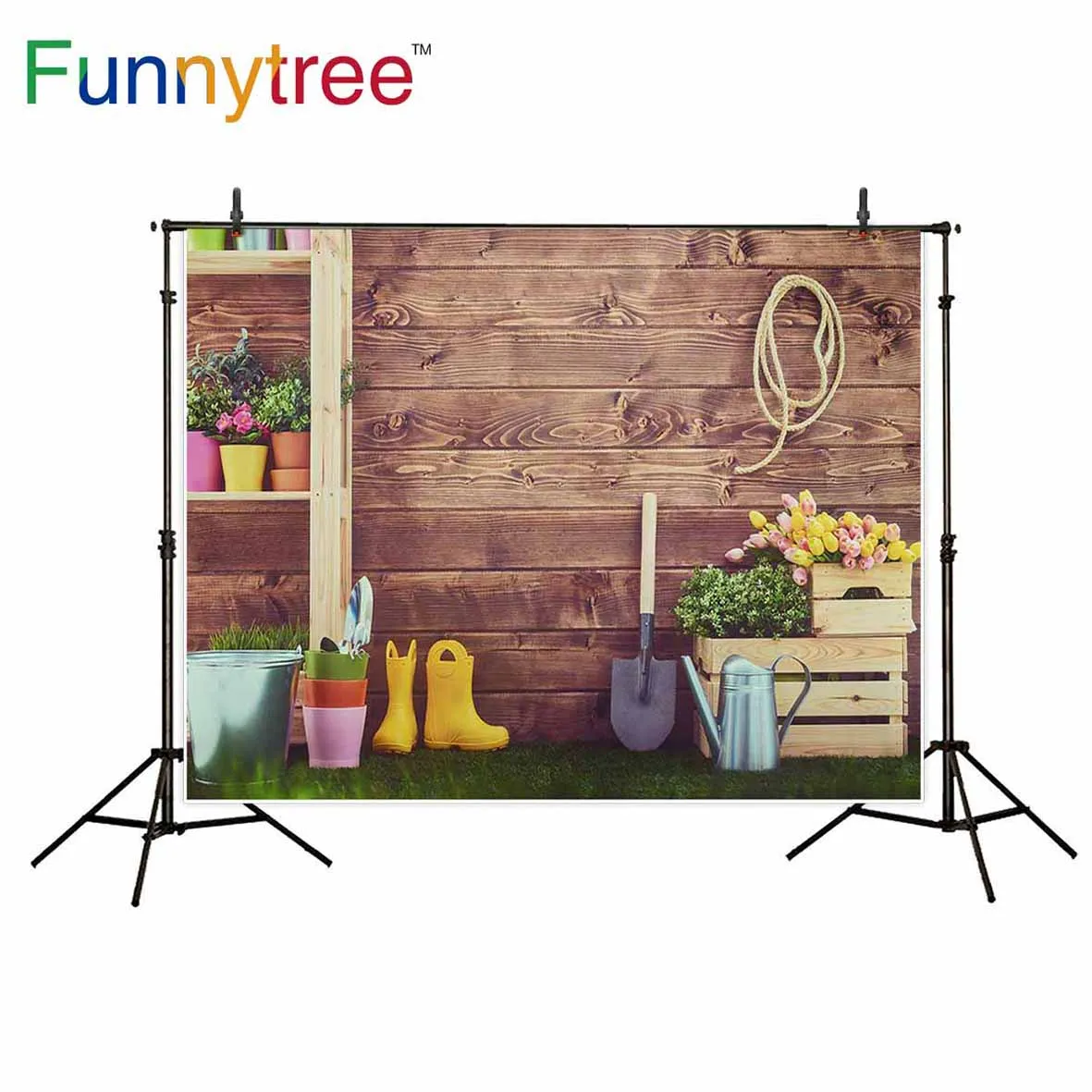 

Фоны funnytree для фотостудии деревянный садовый инструмент цветочный горшок завод профессиональный фон Фотофон фото реквизит