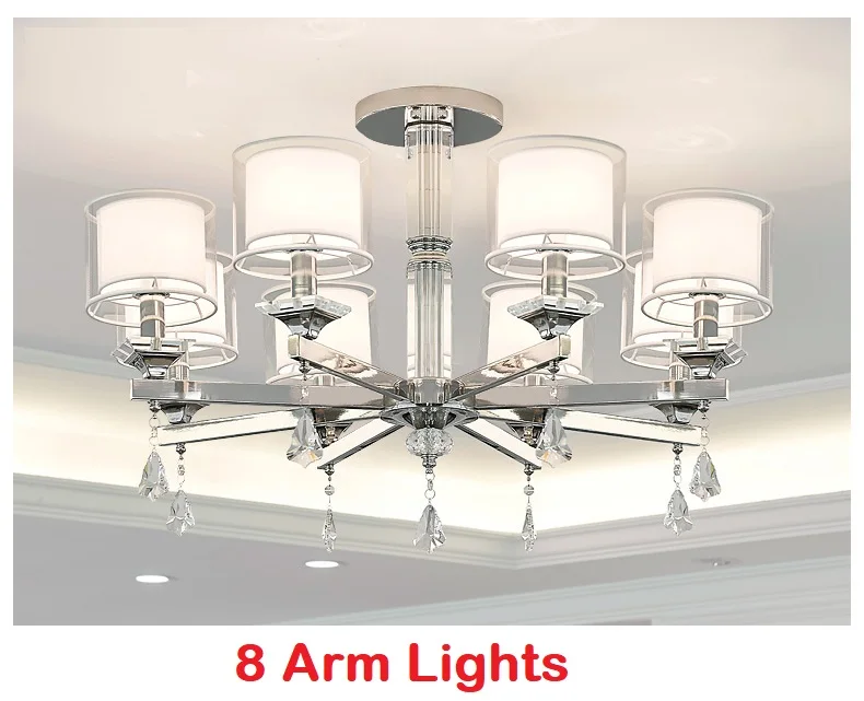 Кристалл Chandelier Современные огни Хром Роскошь для гостиной спальня 110v-220v Led Chandeliers Освещение Led Висячие огни - Цвет абажура: 8 Arm Chandelier