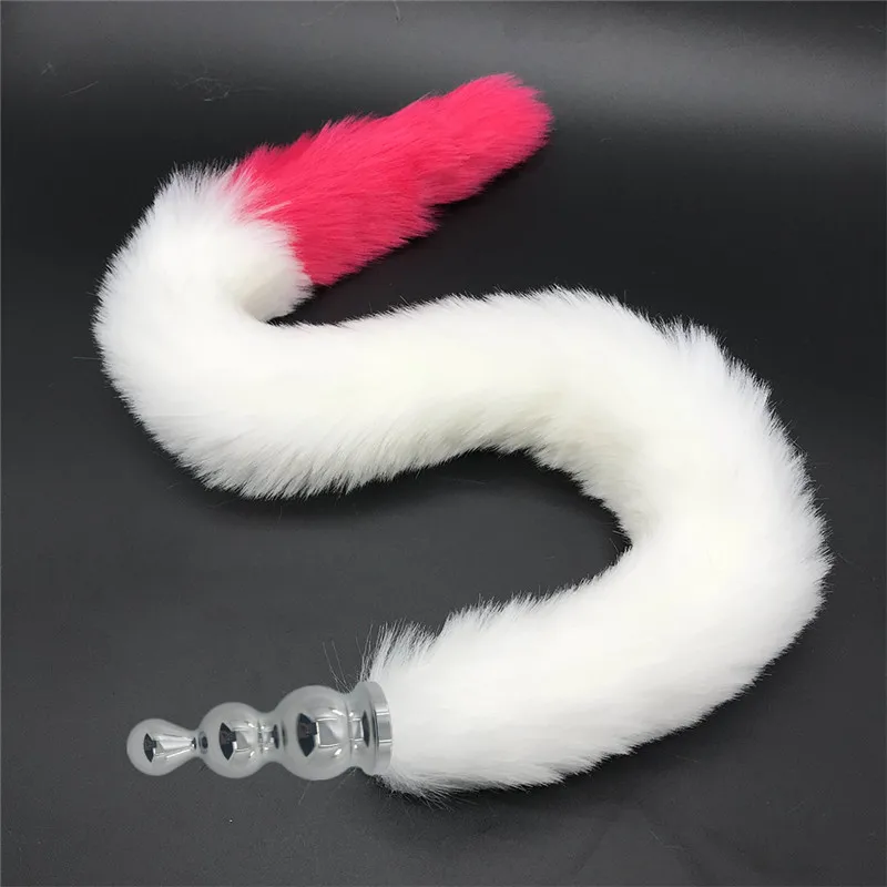 80cm Long Fox Tail Exotic Accessories Anal Butt Plug Silicone Anus Beads Stimulation Sex Products Adult Games | Красота и здоровье