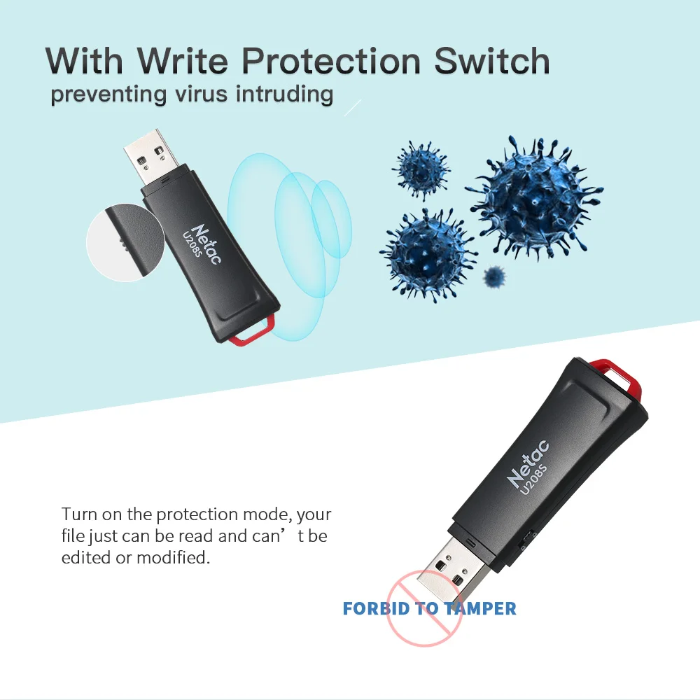 USB флеш накопитель Netac 32 16 ГБ защита записи зашифрованный Флешка 2 0 флешка диск на