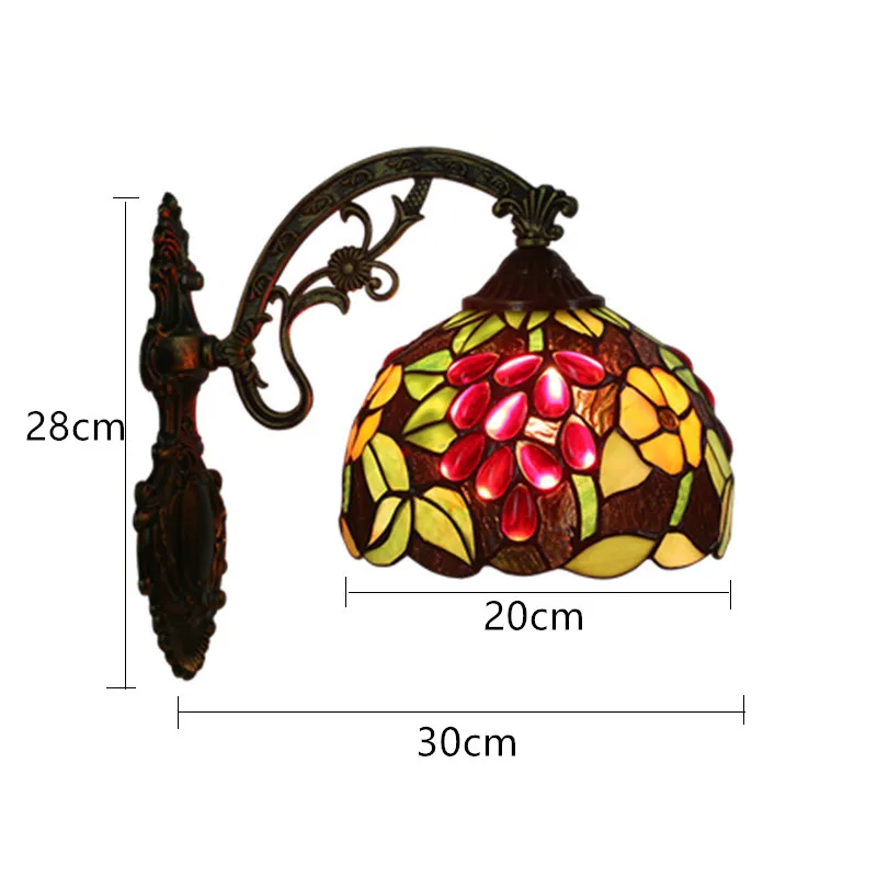 

European Vintage Stained Glass Grapes Wall Lamps Stairs Corridor Balcony Bathroom Mirror Light Bedside Wall Sconce