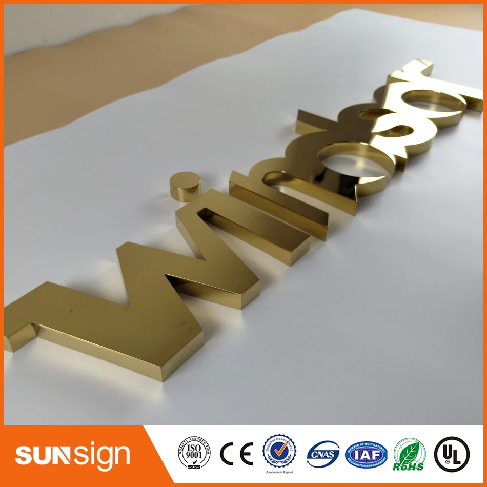 CustomTitanized golden color stainless steel 3D letters