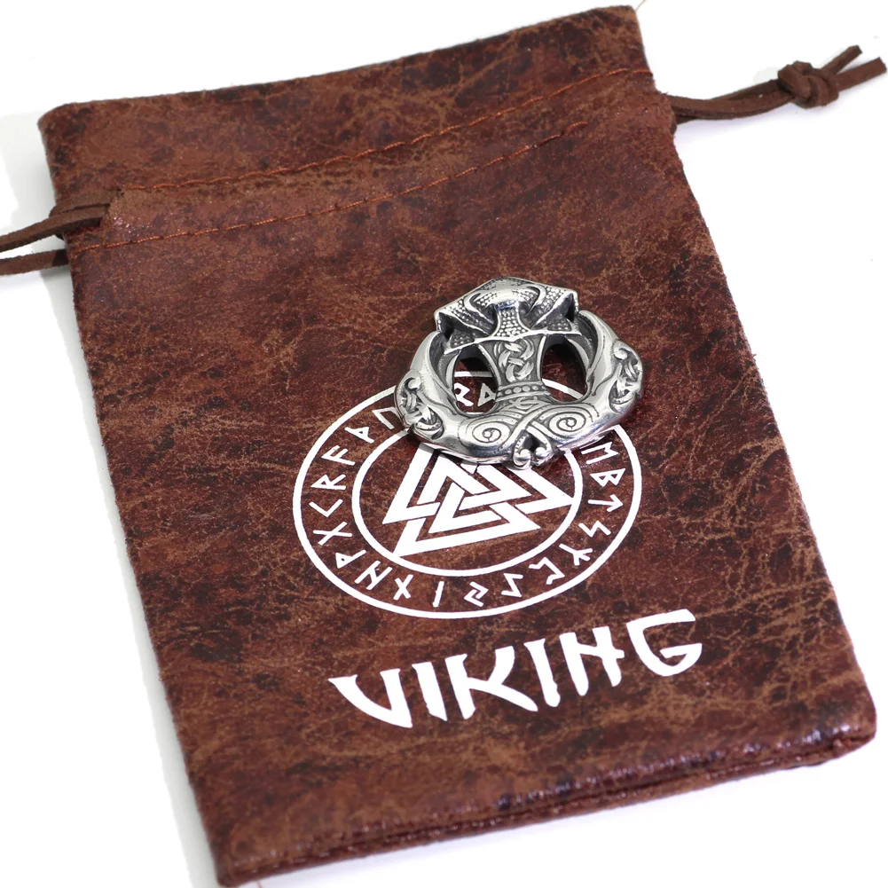 Nordic viking odin raven thor hammer Mjolnir stainles steel pendant necklace | Украшения и аксессуары