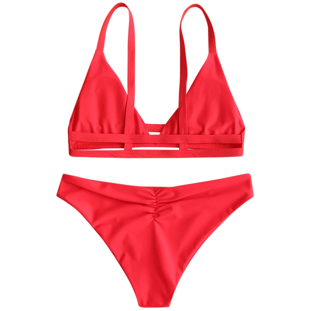 ZAFUL 2019 Cami лестница с вырезами бикини Рюшами Набор Купальники женский купальник на