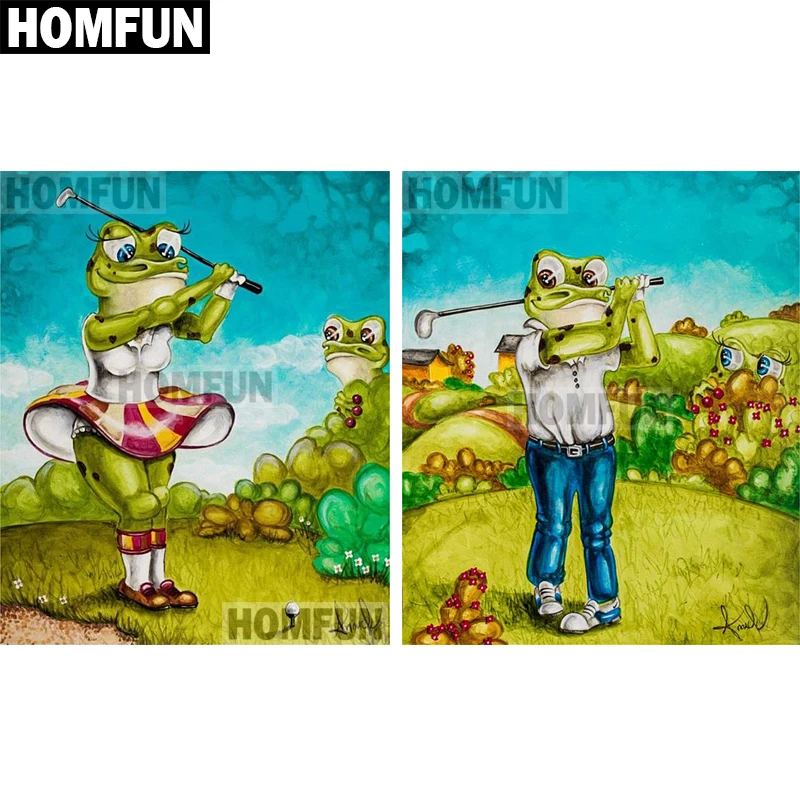 Алмазная живопись HOMFUN лягушка и гольф Набор для вышивки крестиком из