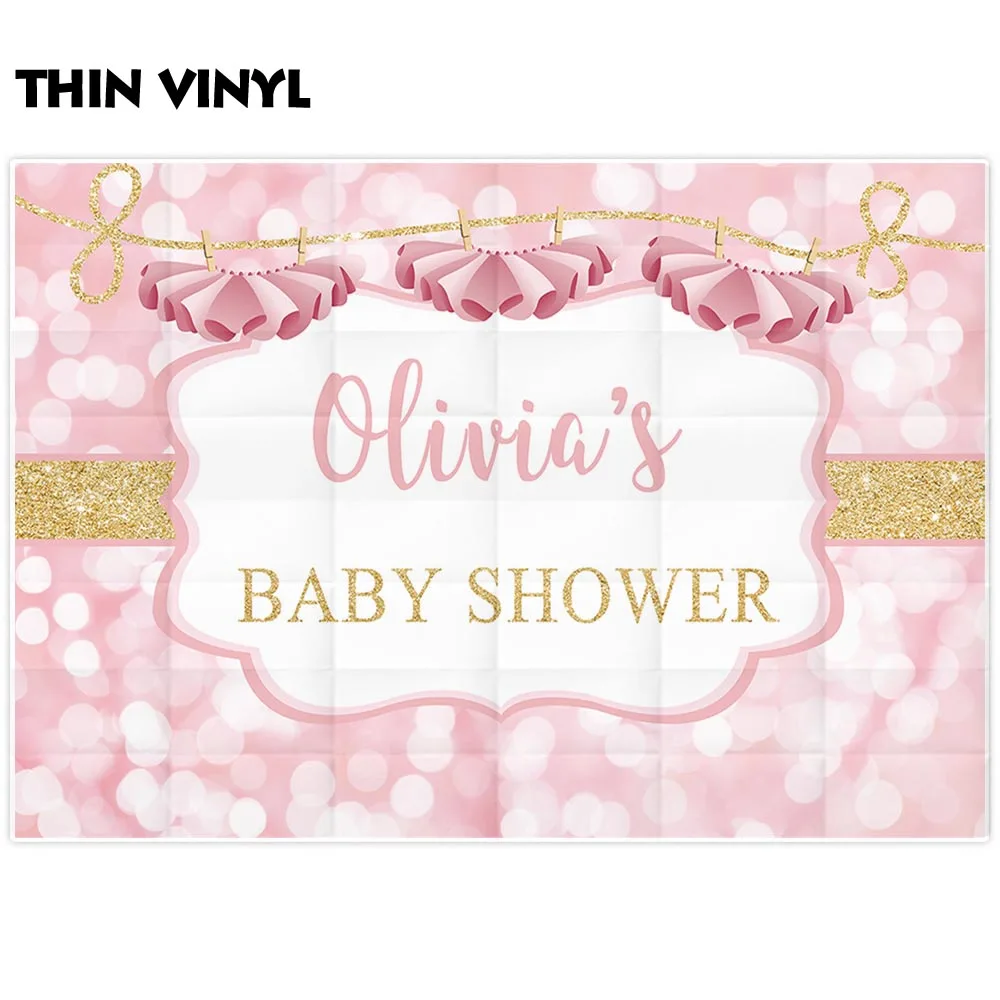 Funnytree photography backdrop princess dress pink bokeh frame baby shower golden stripes photo background decoration newborn |