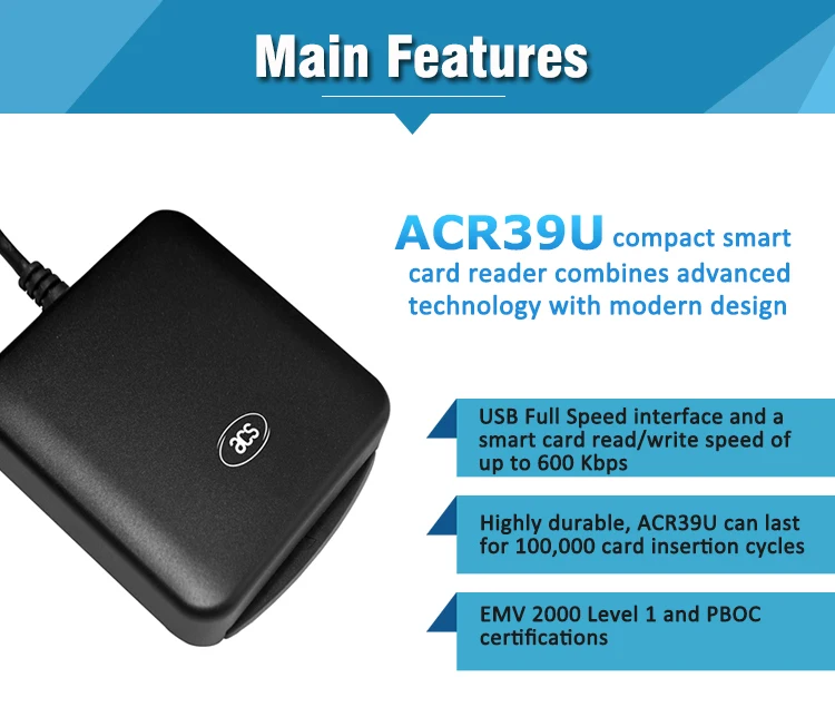 ISO 7816 USB ACR39U считыватель смарт-карт с бесплатным SDK