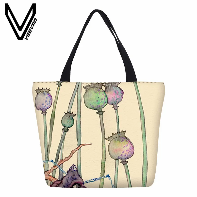 Veevanv Девушка Школа BookBag красивые цветы Для женщин сумка-шоппер 3D печатных холст