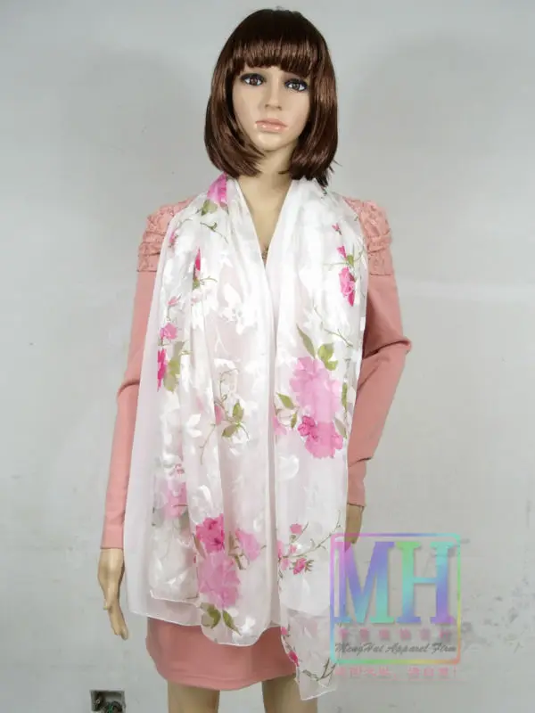 Новое поступление 2017 женская белая розовая шаль с цветочным рисунком модные