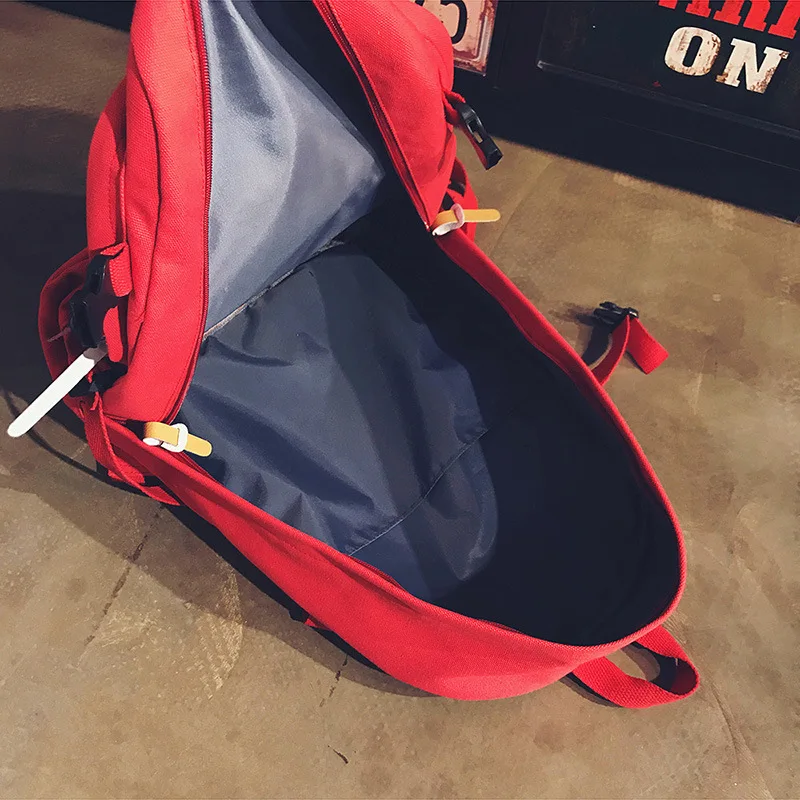 Компактный модный однотонный холщовый рюкзак с буквенным принтом для студентов