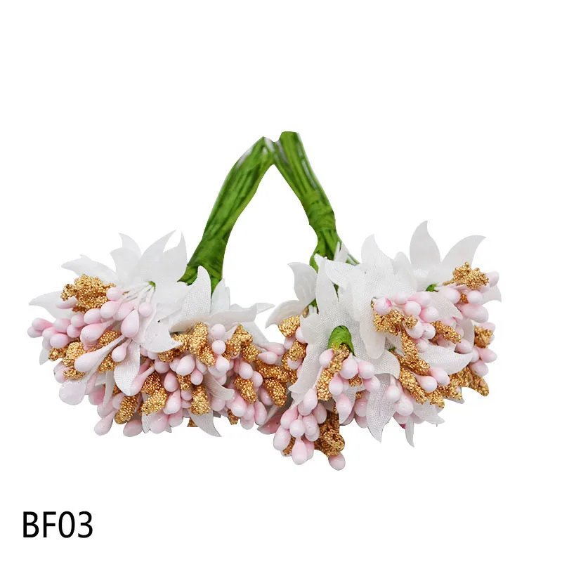 BF03 24 шт., искусственные цветы, тычинки и листья, свадебные украшения, искусственный цветок, домашний декор - Цвет: BF03