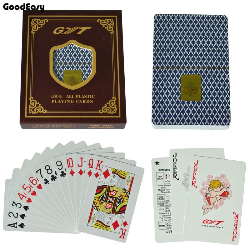 986-blue Покерный набор карты для покера GYT пластиковая игральная карта Texas Hold'em покер коробка для игральных карт черный Джек настольная игра Водонепроницаемый Высокое качество - Цвет: 986-blue
