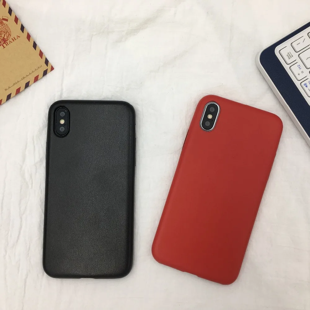 Роскошный чехол для iphone 7 X кожаный мягкий из ТПУ красный черный простая деловая
