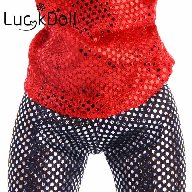 LUCKDOLL украшенные пайетками топы с воротником в горошек + укороченные штаны для