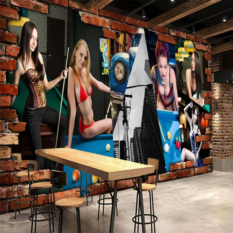 

beibehang Large custom 3d wallpapers billiards beauty billiard room background wall paper decoration