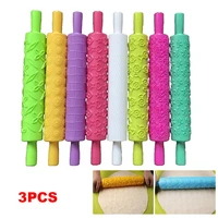 3 pcs cake decorating embossed rolling pins textured non stick designs for fondant pastry icing dough tb sale