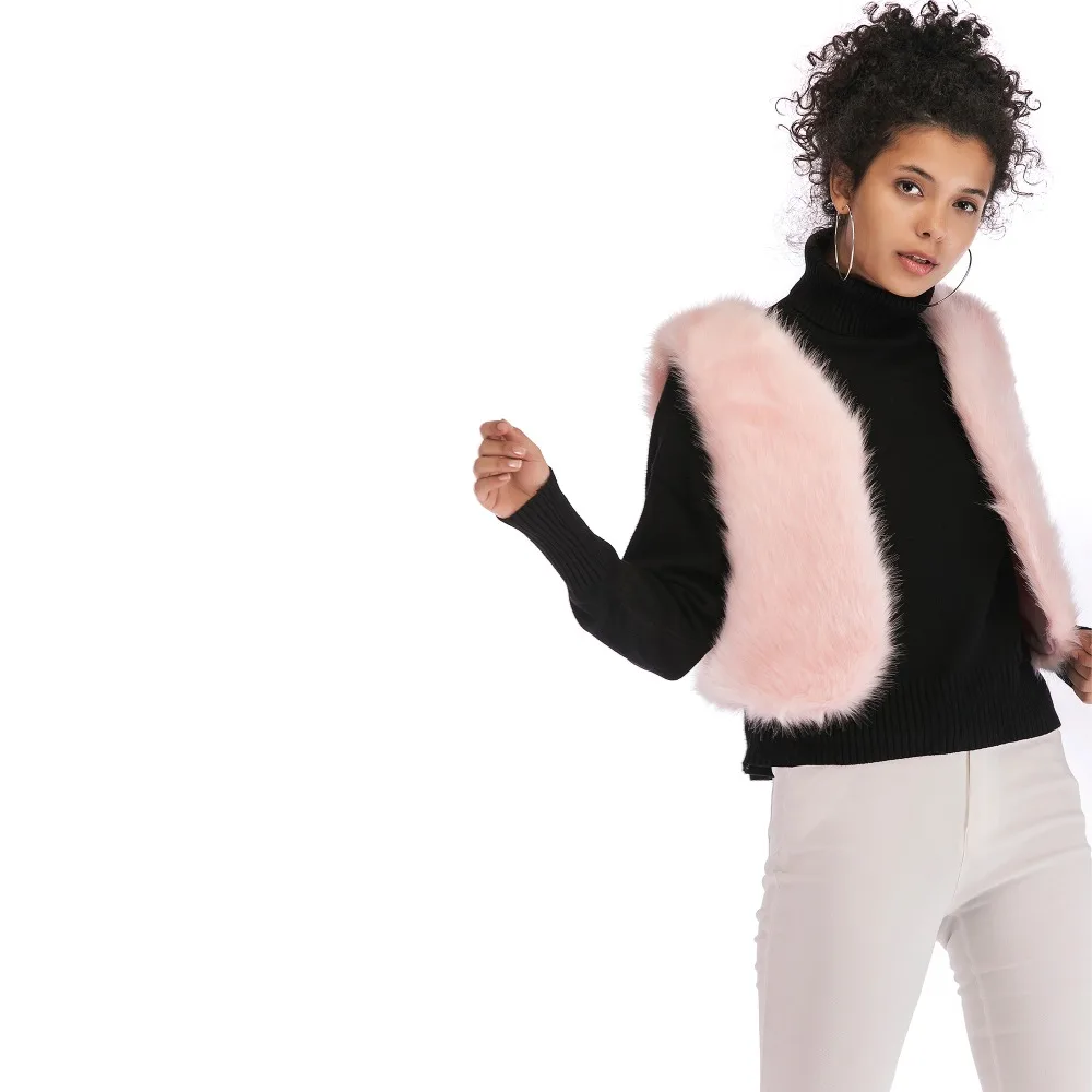 Зимний жилет из искусственного меха для женщин с v образным вырезом без рукавов