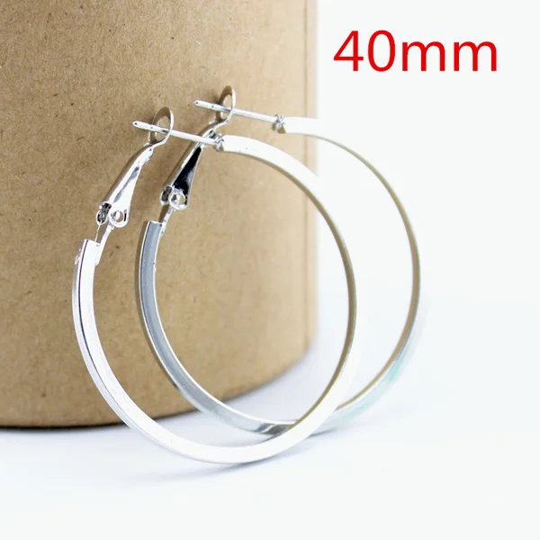 silver 40 mm ; 1 пара Серебро Для женщин удивительная сердце круг серьги в виде колец, Модные украшения 40/50/60 мм - Окраска металла: silver 40 mm