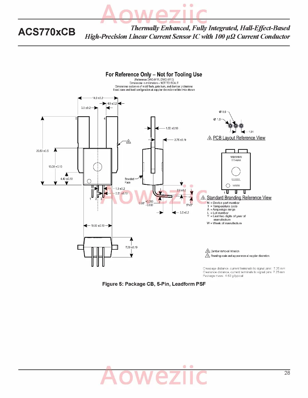 Aoweziic 1 шт. двунаправленный линейный ток Сенсор ACS770LCB-050B-PFF-T ACS770LCB-050B ACS770 40mV/1A