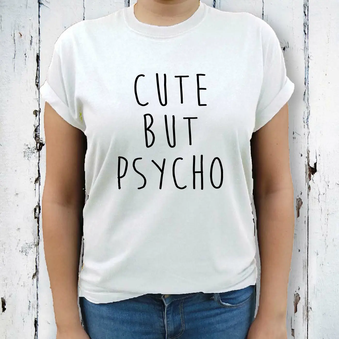 Милая но Psycho женская футболка для девочек-подростков модные футболки размеры 8 10