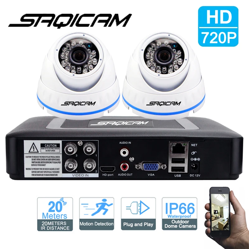 Saqicam 4CH 1080N AHDM HD DVR ВИДЕОНАБЛЮДЕНИЯ Системы Домашней Безопасности С 2 ШТ. 720 P Крытый
